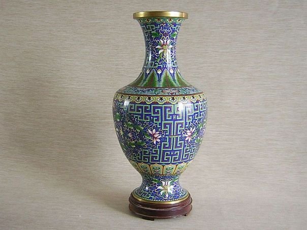 1571 景泰藍花瓶2客花台2客付き骨董時代物 【公式通販】